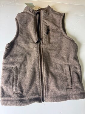 NWT Boys Class Club Brown Heather Fleece Zip  Up Vest- Size 4/5
